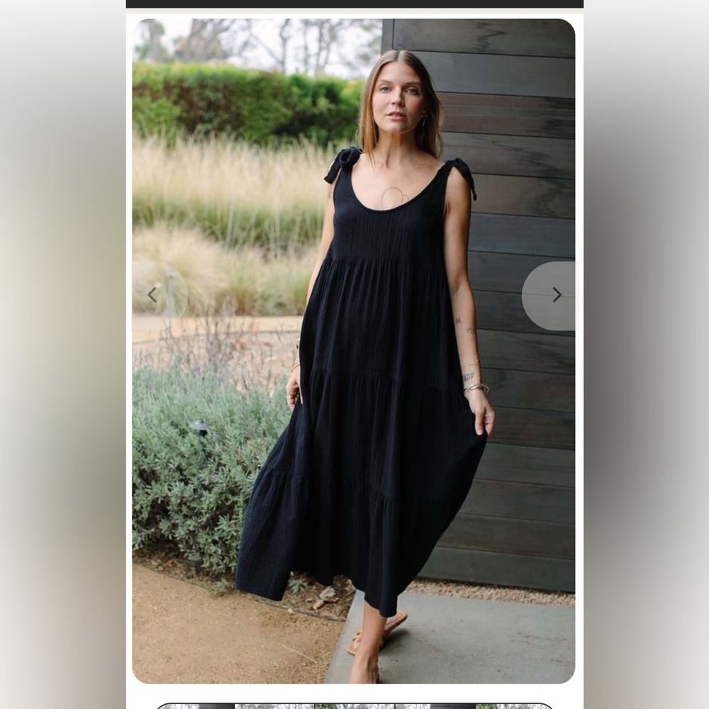 Rachel Pally Adelaide Black Cotton Gauze Maxi Dress XS